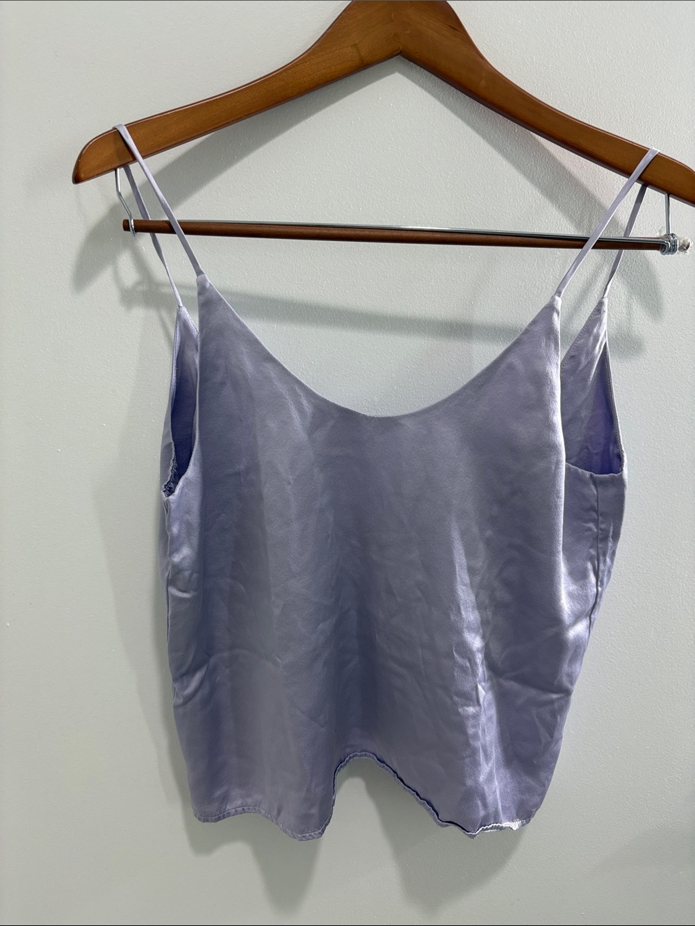 Lavender Satin Slip Top with Spaghetti Straps
